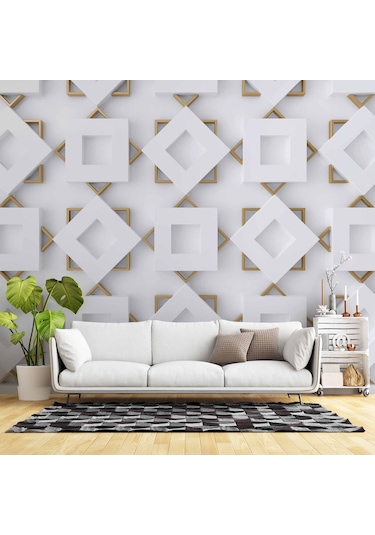 3 Boyutlu Geometrik Şekilli Duvar Kağıdı Baskı