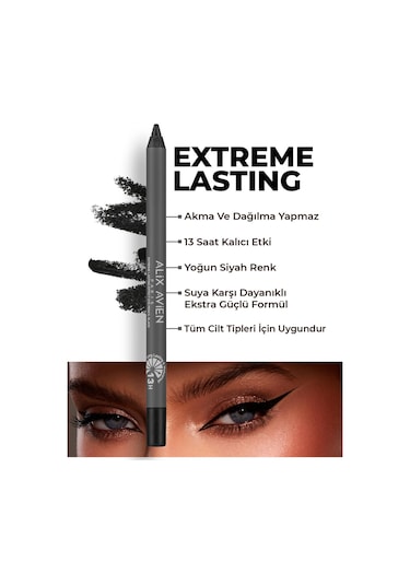 Alix Avien Uzun Süre Kalıcı Suya Dayanıklı Akma Dağılma Yapmayan Siyah Göz Kalemi Extreme Black