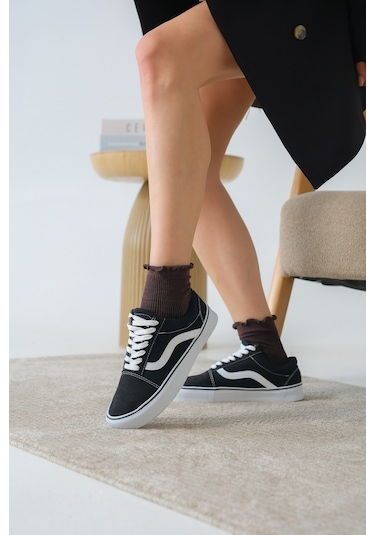 Garantili Wanso Günlük Ortopedik Kadın Sneaker Spor Ayakkabı Siyah