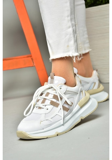 Fox Shoes S973017604 Beyaz/vizon Kumaş Sper Ayakkabı Sneakers Beyaz - Vizon