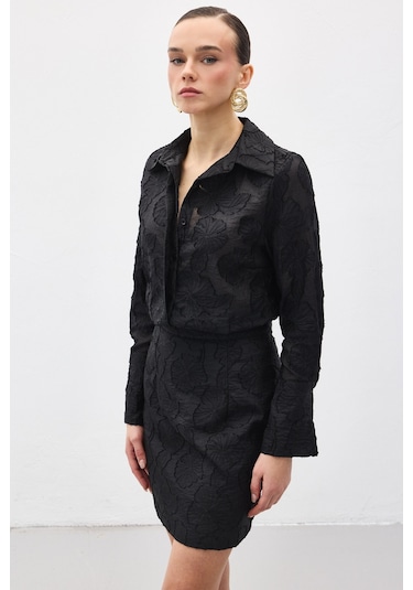 Sateen Belica Gömlek - Siyah-137146 Siyah