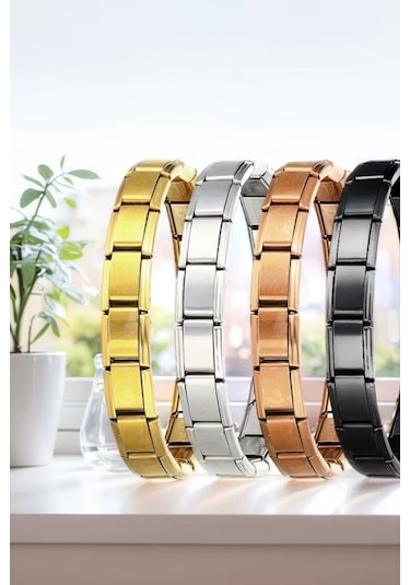 İtalyan 18-21cm Beden Seçenekli Charm Çelik Bileklik Scb38 Sarı