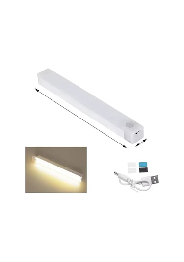 20 Cm Sarı Gün Işığı Hareket Sensörlü Dolap İçi Çalışma Masası Mutfak Tezgah Altı Usb Led Işık Çok Renkli
