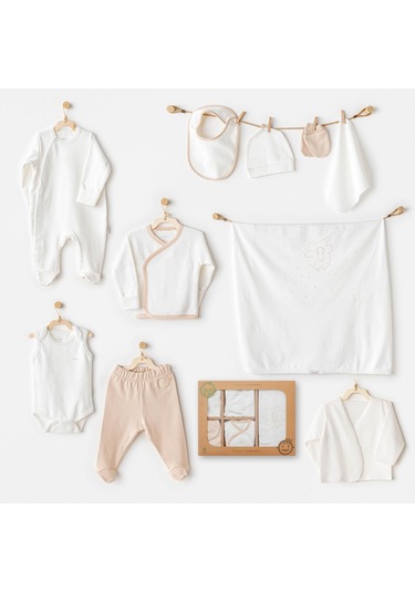 Bebek Hastane Çıkışı 10 Parça Newborn Set Ac25731 Ekru