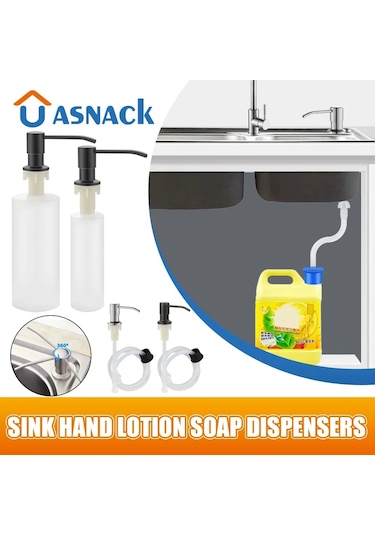 Set 3-siyah-350ml-mutfak Lavabo Sıvı Sabunluk Pompaları Paslanmaz Çelik Kafa Lavabo El Losyonu Sabunluklar Tüp Hortum Şişe Aksesuarları İle
