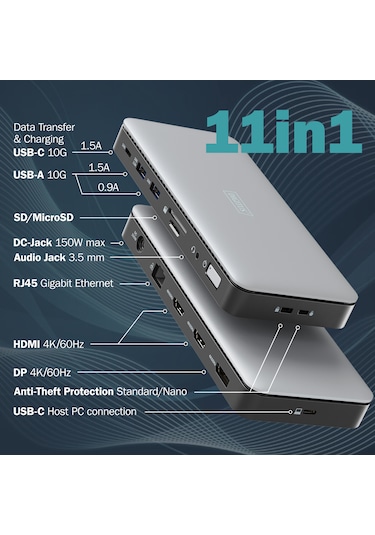 Dıgıtus Usb-c Docking Statio 3.2 Gen 2 11 Port