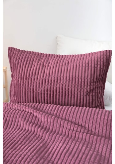 Merinos Modern Line 2 Parça Tek Kişilik Battaniye Seti - Mor