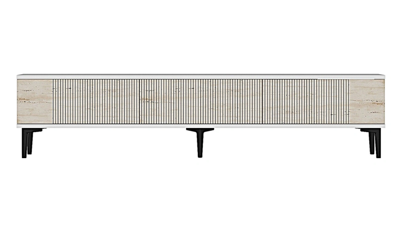 Tsa1803bt - Corsa180 Tv Stand, Tv Sehpası Beyaz-traverten Kapaklı 180cm Beyaz