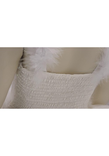 Kız Çocuk Tarlatanlı Simli Frozen Abiye-8076-krem Krem