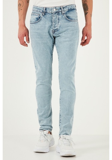 Buratti Streç Pamuklu Slim Fit Normal Bel Dar Paça Jeans Erkek Kot Pantolon 1115S601Napoli Açık Mavi