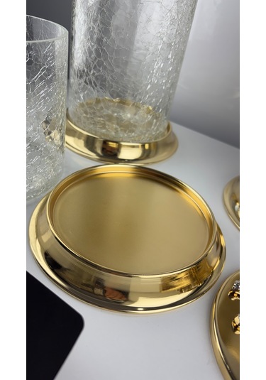 Çay Kahve Şekerlik Kavanoz Sunumluk Söz Nişan Kız İsteme Çikolatalık Dekoratif Obje Biblo Süs Eşya Çatlak Görünüm Gold