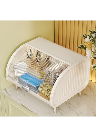 Homyl Kozmetik Saklama Kutusu Mutfak Kabı Fırın Kahve Beyaz