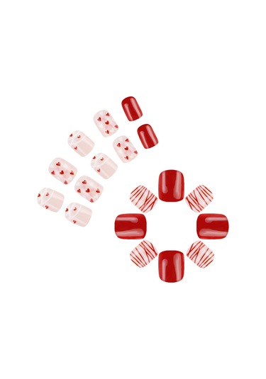 İlkbahar Ve Yaz Günlük Kısa Aşk Avrupa Kare Aşınma Tırnak Çapraz Çizgiler Tatlı Parlak Çok Yönlü Sahte Tırnaklar 24 Adet Tırnak Sanatı Dahil Araçlarys527