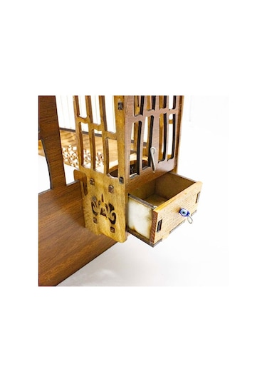 Birdlife Bombeli Lüx Oymalı Ahşap Kuş Kafesi 35x30x17 Cm 256-60010.01