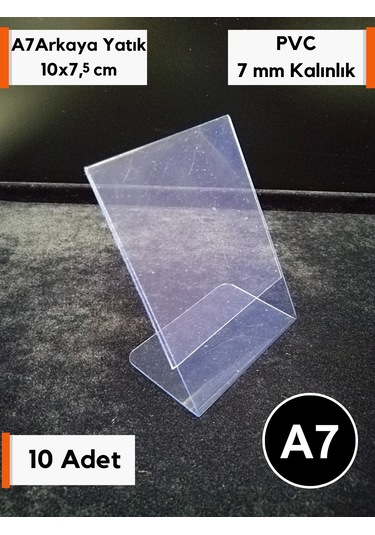 10 Adet Pvc Etiketlik A7 Ayaklı Açılı Dik Boyut 10x7,5 Cm Stand