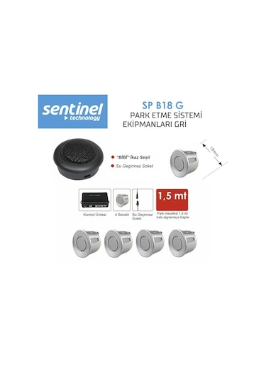 Sentinel Park Sensörü Ses İkazlı 18mm Gri