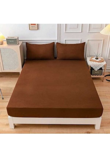 Novahub Kahve Düz Renk 120/150/180x200+27cm Tek Kişilik Nevresim Takımı Yastık Kılıfı Yok Kahverengi