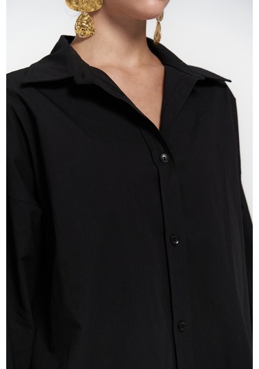 Phoebe Oversize Siyah Gömlek Siyah