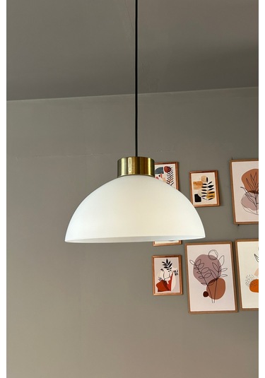 Perry Beyaz Cam Tekli Avize Plafonyer Başlık Retro Sarkıt Lamba Restoran Salon Aydınlatma Beyaz