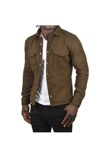 Deepsea Erkek Haki Dar Kesim Cepleri Kapaklı Çıtçıtlı İnce Kaşe Ceket Mont 2500559 False Haki