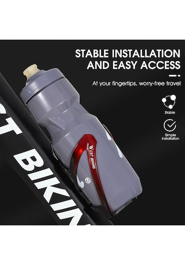 West Bıkıng Yp0704037 Bisiklet Şişe Kafesi Mtb Yol Bisikleti Vidalı Plastik Su Şişesi Tutucu Rafı - Siyah/kırmızı