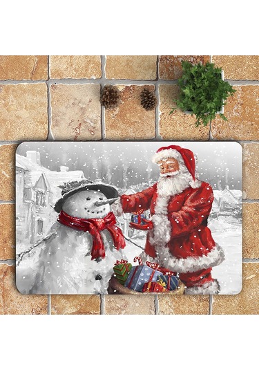 3 Adet Kaymaz Banyo Paspası, Noel Baba Ve Kardan Adam Desenli Klozet Kapağı Örtüsü Ve Halı, Noel Ve Yeni Yıl Ev Dekorasyonu