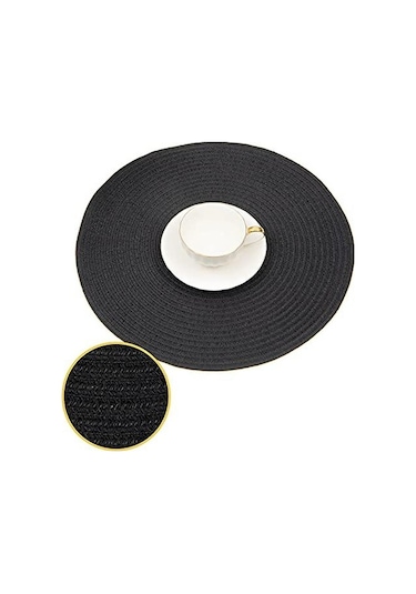 Kahverengi 15 İnç Isıya Dayanıklı Yuvarlak Örgülü Servis Altlıkları Yıkanabilir Pamuk Polyester Dokuma Yuvarlak Masa Paspasları Kahverengi