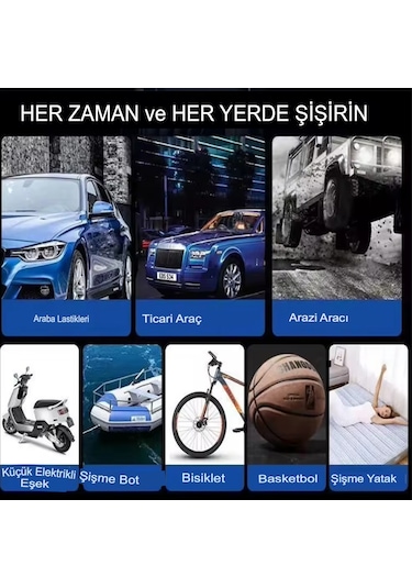 Slim Siyah Model Oto Kompresör Göstergeli Araç Lastik Şişirici