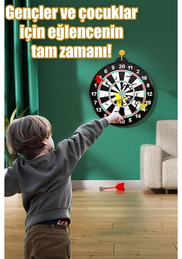Mıknatıslı Dart Seti Mini Boy Dart Oyunu Duvara Zarar Vermeyen İğnesiz Dart Atma 3 Oklu Çap: 28 Cm