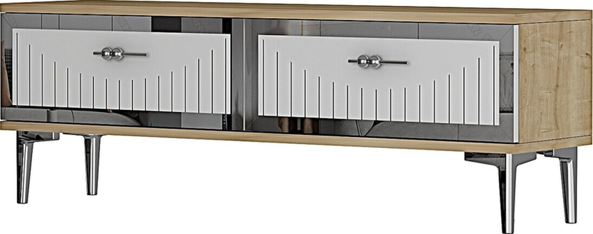 Tsa1204dbs - Tunatv120 Tv Stand, Tv Sehpası Safirmeşe-beyaz-sılver 120cm Beyaz