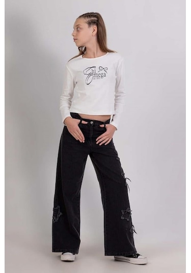 Dmb Kids Dmb Kız Yıldızlı Kot Pantolon 25ydmb9780 Siyah