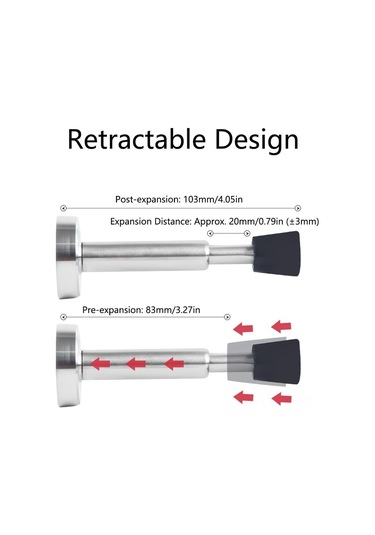Geeroyoo "2'li Set Yapışkanlı Kapı Durdurucu - Paslanmaz Çelik Hidrolik Süspansiyonlu 4 Inç"