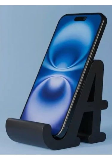 Dekoratif A Harfi Tasarımlı Masaüstü Akıllı Telefon Standı Ve Tutucu Siyah