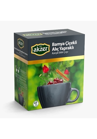 Akzer Bamya Çiçekli Alıç Yapraklı Bitki Süzen Poşet Çay 60 x 2 G