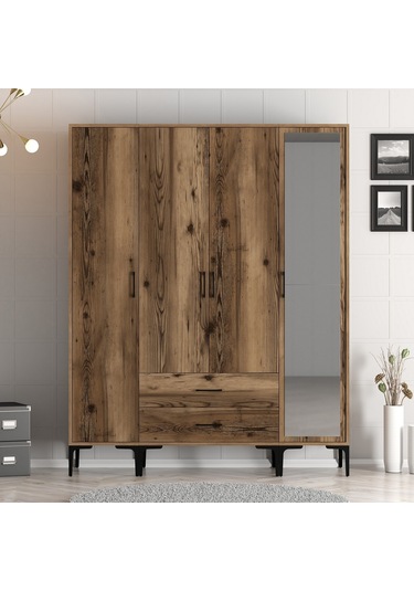 Variant Kumsal 4 Kapılı Str Gardrop - Ceviz / Ceviz