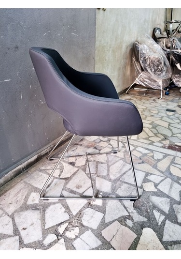 Bintaşmobilya Viva Antrasit Gri Deri Ofis Bekleme Koltuğu