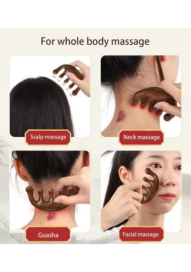 Saç Derisi, Yüz, Vücut Masajı İçin Doğal Sandal Ağacı Masaj Tarağı B Diğer