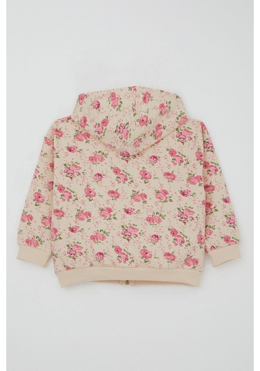 Breeze Kız Çocuk Eşofman Takımı Çiçek Desenli Kapüşonlu 1.5-5 Yaş, Krem Krem