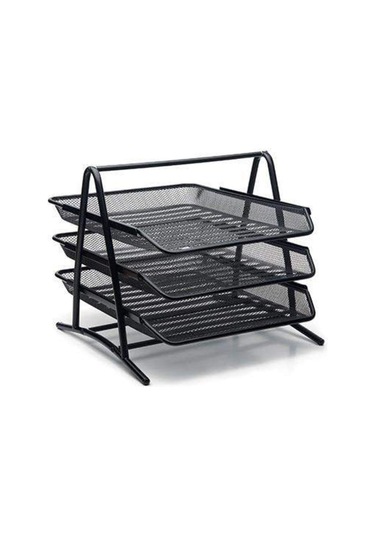 Metal Perfore Evrak Rafı 3 Lü Siyah Çok Renkli