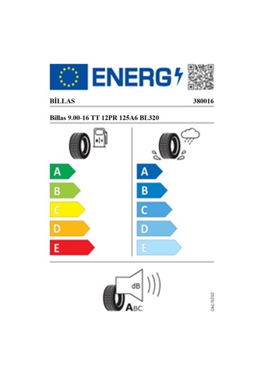 Billas 9.00-16 Tt 12pr 125a6 Bl320 Römork Lastiği Üretinm Tarihi:2024