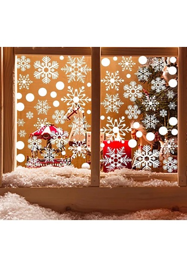 Youmex 114 Adet 30 Cm Pvc-u Elektrostatik Kar Tanesi Sticker, Noel Yeni Yıl Pencere Dekorasyonu, Yeniden Kullanılabilir, Glüsiz Uygulama Beyaz