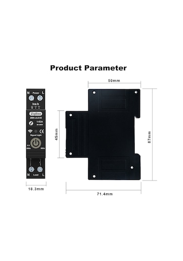 Tuya Zigbee Akıllı Sigorta Uzaktan Kumanda Ses Kontrol Anaht Siyah