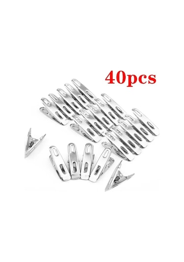 40 Adet-paslanmaz Metal Kağıt Zanaat Çelik Ev 40 Adet Elbise Po Klipler Klip Clothespin Pin Seti Ev Peg Dekorasyon Depolama Klipleri