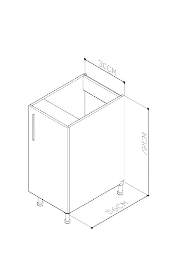 30 Cm Tek Kapak Mutfak Alt Dolabı