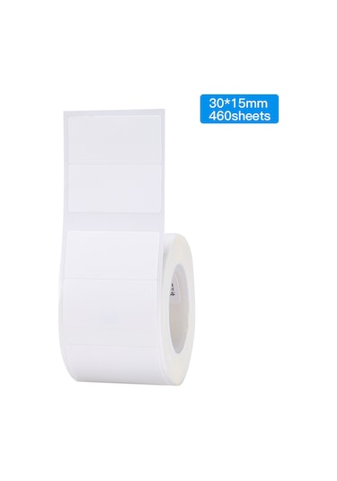 Moveevo Beyaz Çift Satırlı Termal Etiket Kağıdı 30x15mm - 460 Adet, Suya Dayanıklı, Serbest Boyalı, Otomatik Yapışkan - Ev, Ofis, Mağaza Kullanıma Uygun 1 Rulo