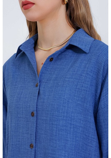 Gabria Keten Ön Düğmeli Takım Indigo