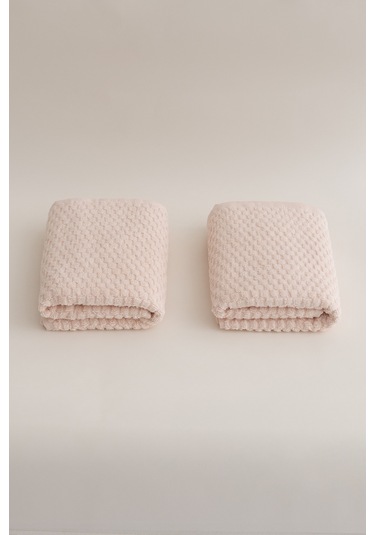 Ivory Somon Kabartma Dokulu Mikro Fiber %100 Pamuk 2li El Yüz Hav Somon