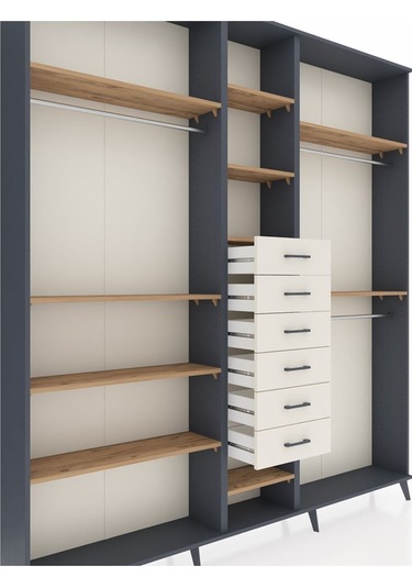 Arges Dolap 10 Raflı 6 Çekmeceli 3 Askılı 220x30x243 Antrasit-çam/aytaşı Atlas Çam/aytası Arges Dolap 10 Raflı 6 Çekmeceli 3 Askılı 220x30x243 Antrasit-çam/aytaşı Atlas Çam/aytası