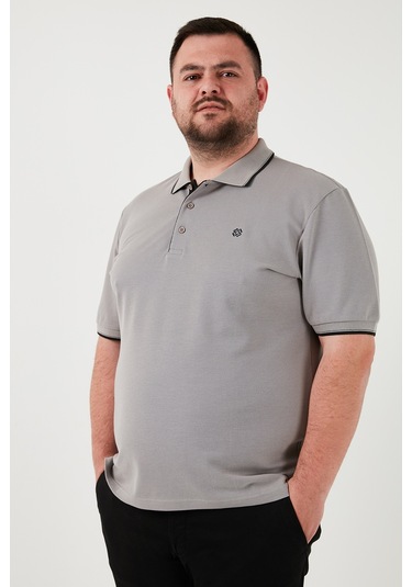 Buratti Büyük Beden Pamuklu Regular Fit Erkek Polo Yaka T Shirt 5902118B Taş