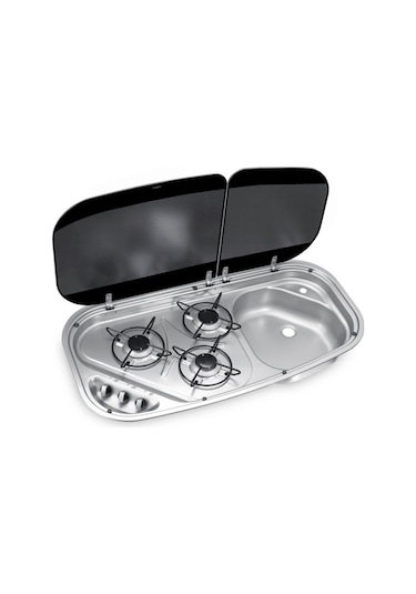 Dometic Hsg 3436 3 Ocaklı. Camlı Gazlı Ocak Ve Evye